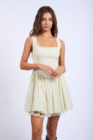 Polka Dot Mini Dress - White