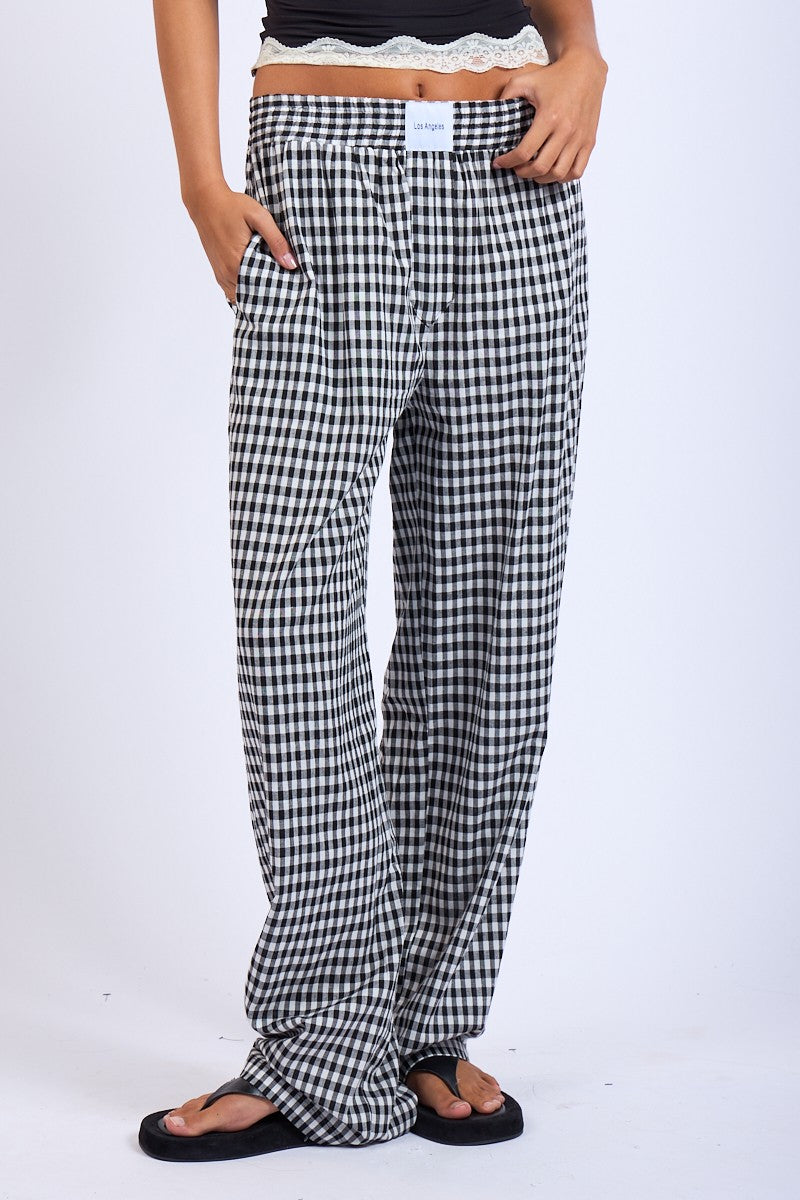 Checkered Boxer Pants - Black