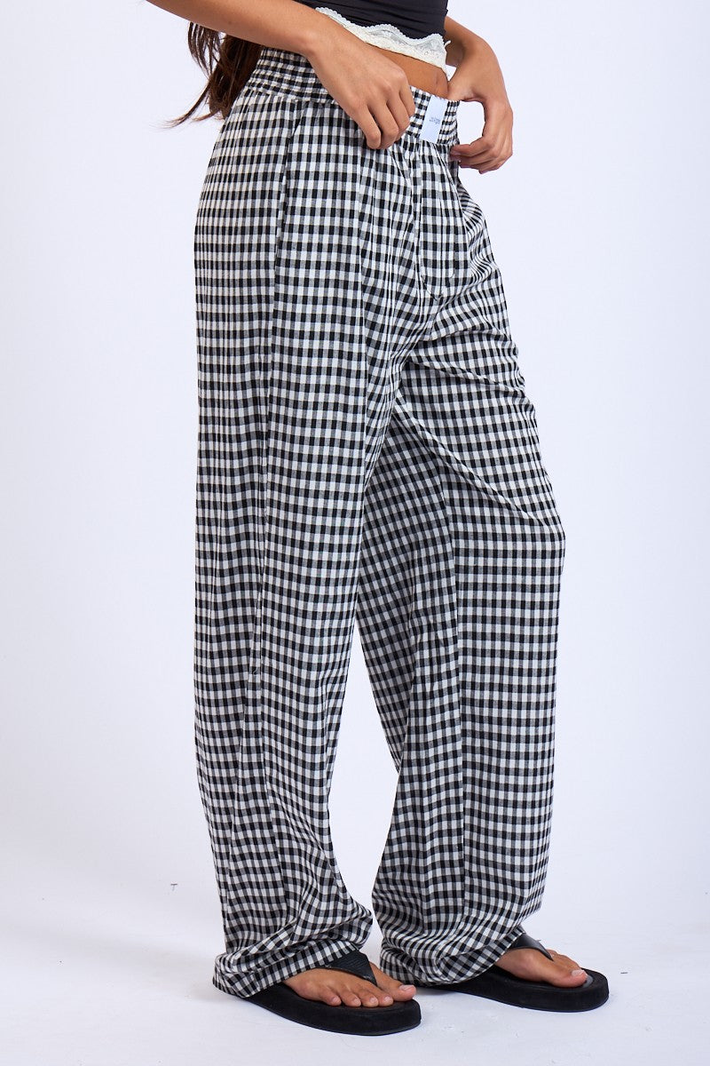 Checkered Boxer Pants - Black