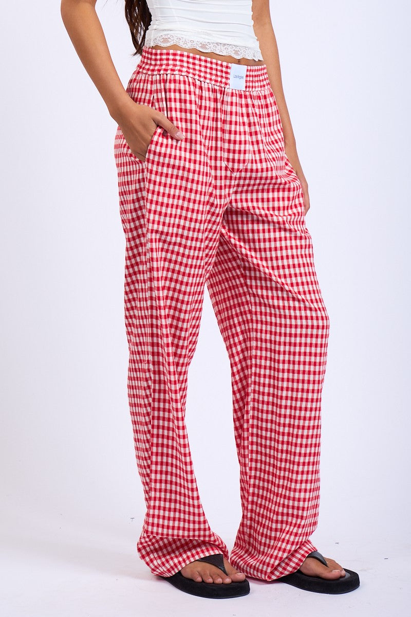 Checkered Boxer Pants - Red