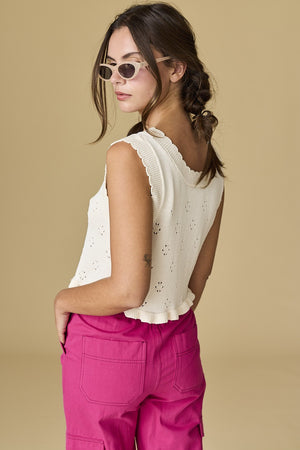 Stella Ruffle Sweater Top - Cream