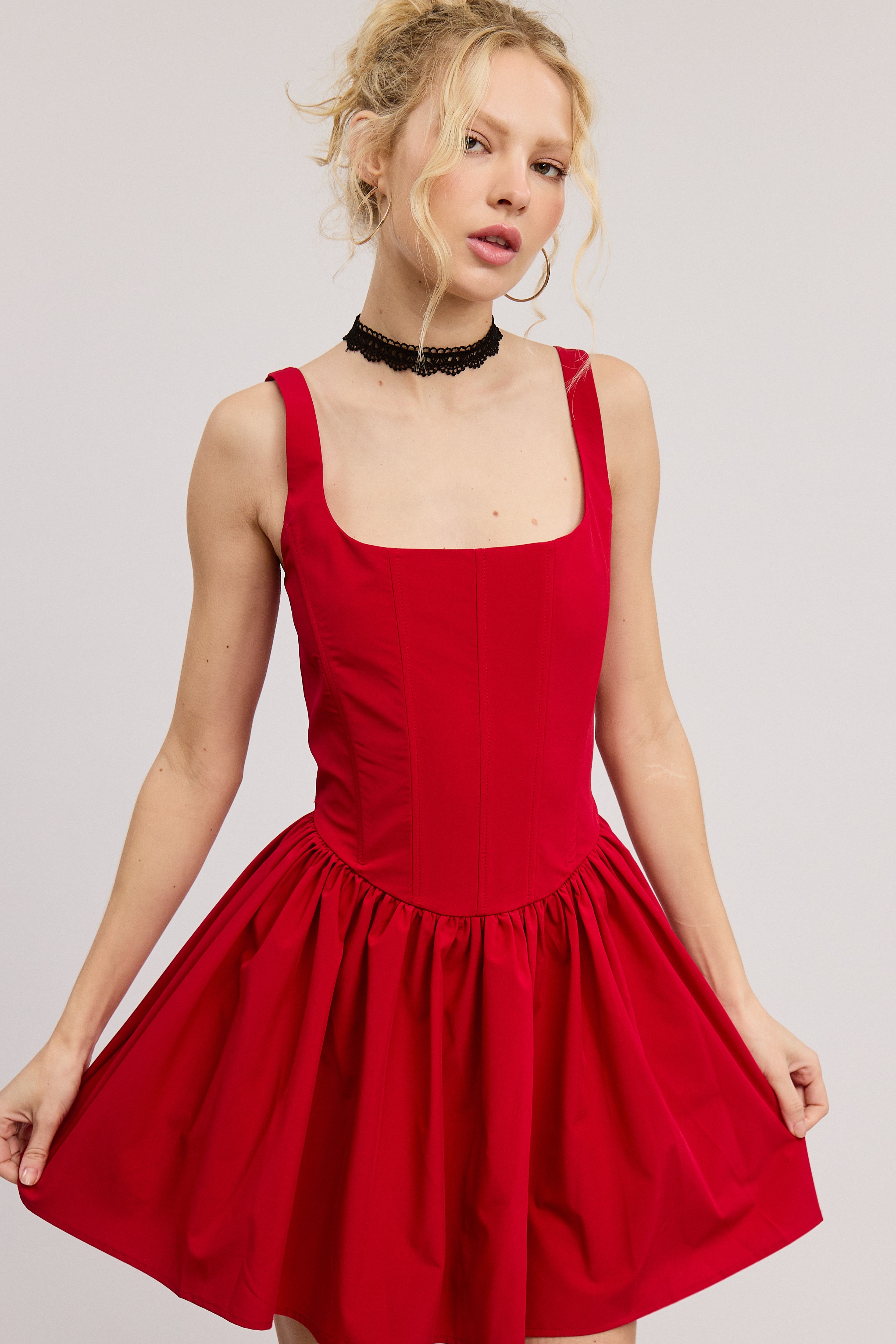 Kasey Corset Mini Dress - Red
