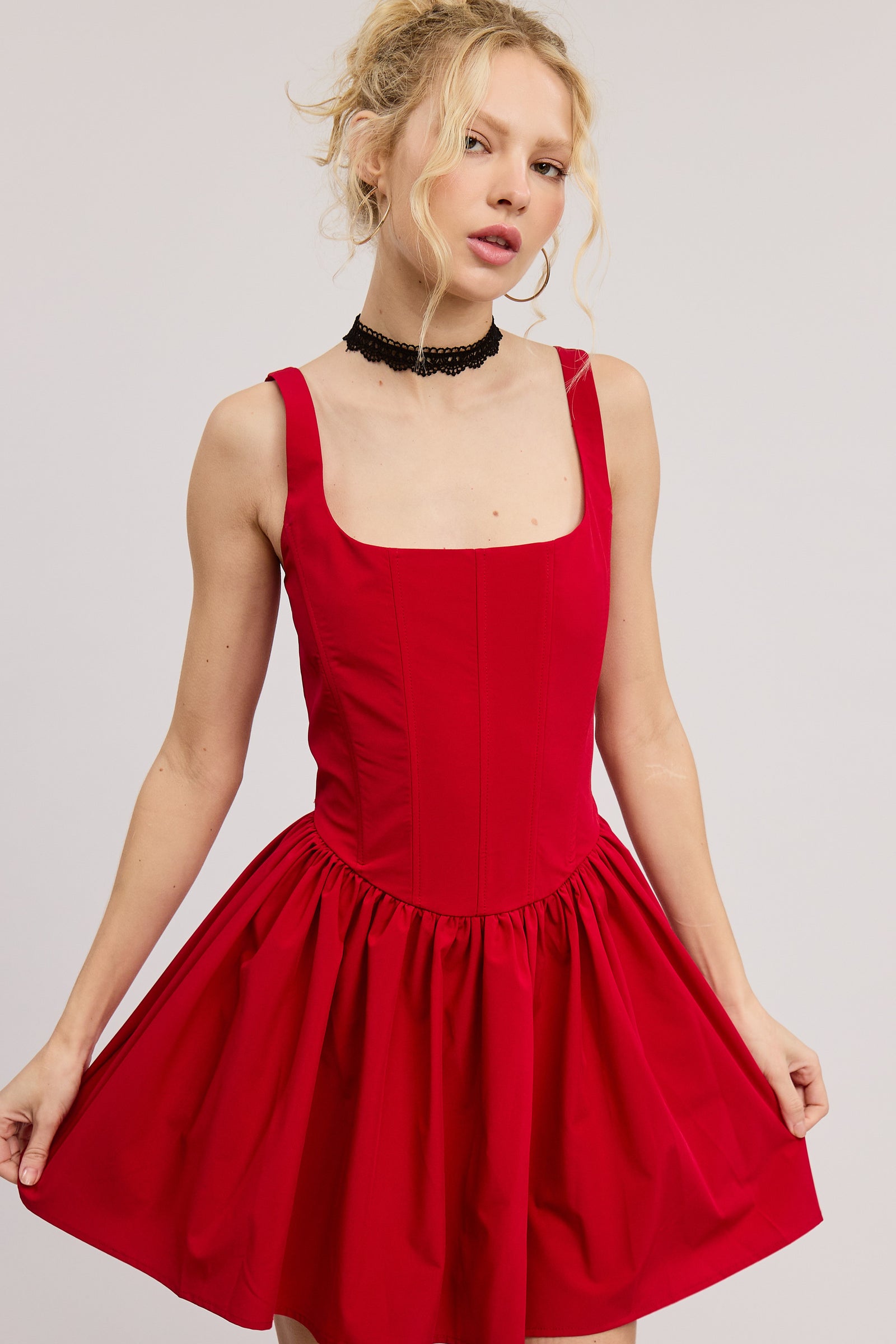 Kasey Corset Mini Dress - Red