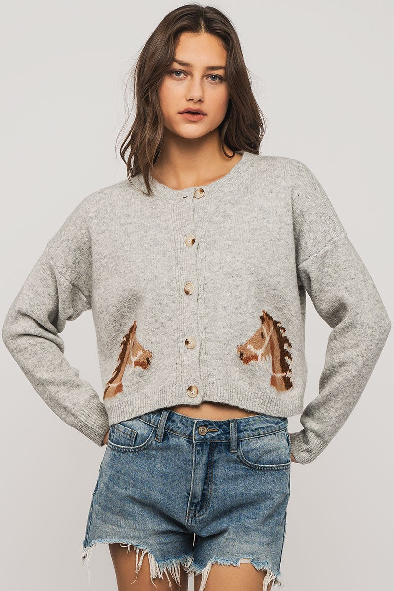 Equestrian Dream Cardigan - Grey