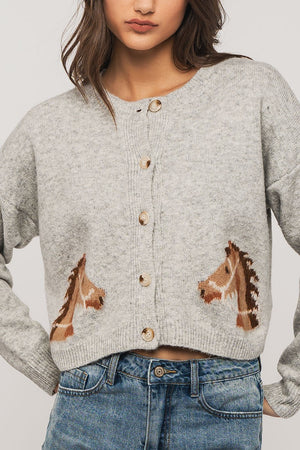 Equestrian Dream Cardigan - Grey