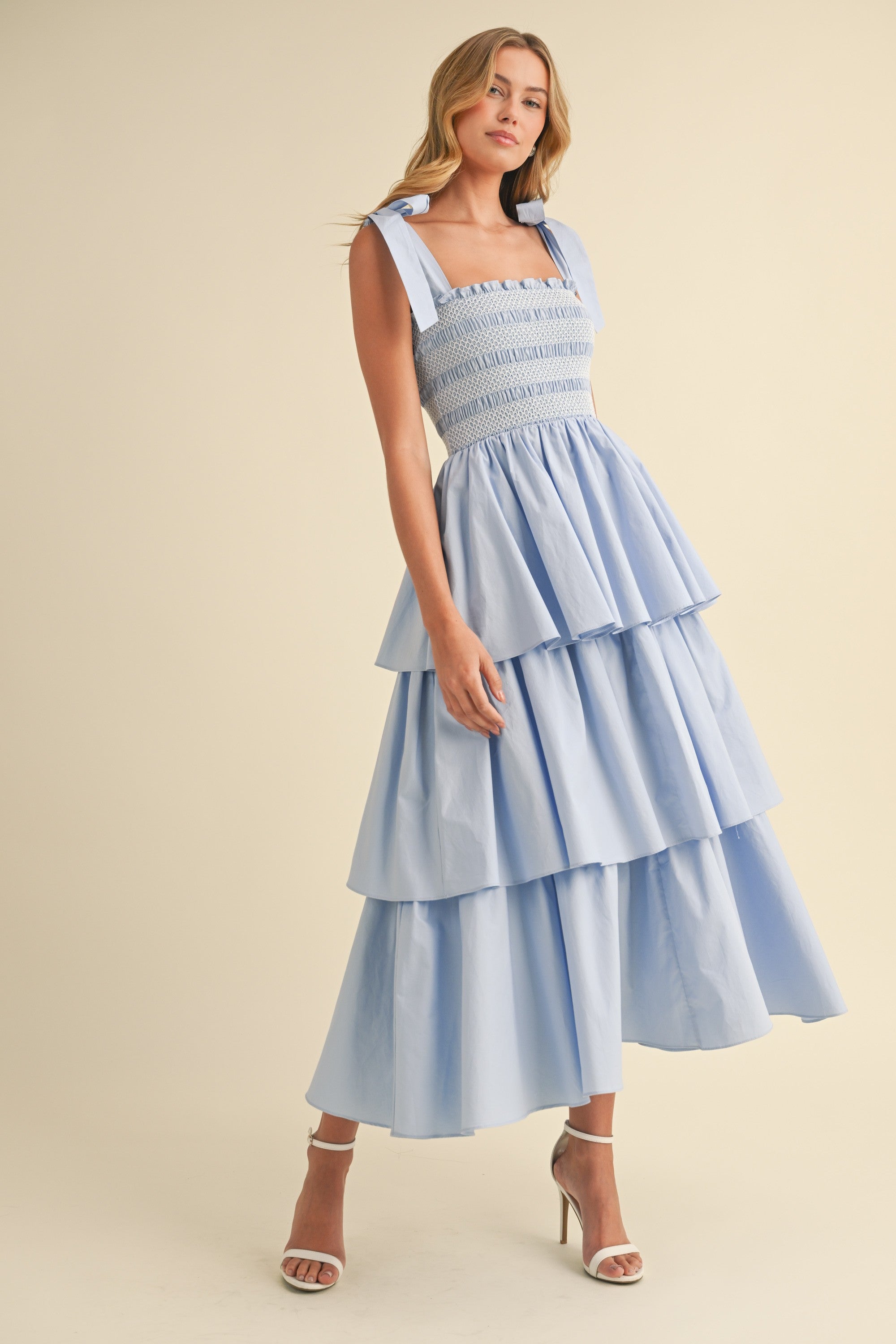 Lila Tiered Midi Dress - Chambray