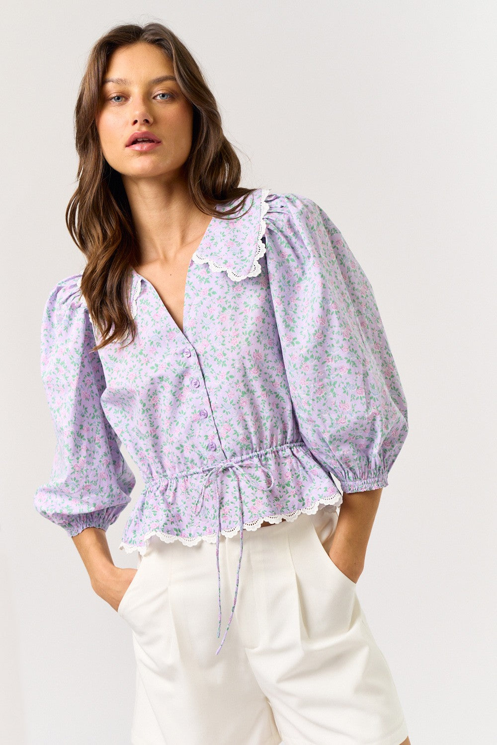 Floral Print Puff Sleeve Top