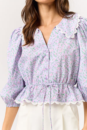 Floral Print Puff Sleeve Top