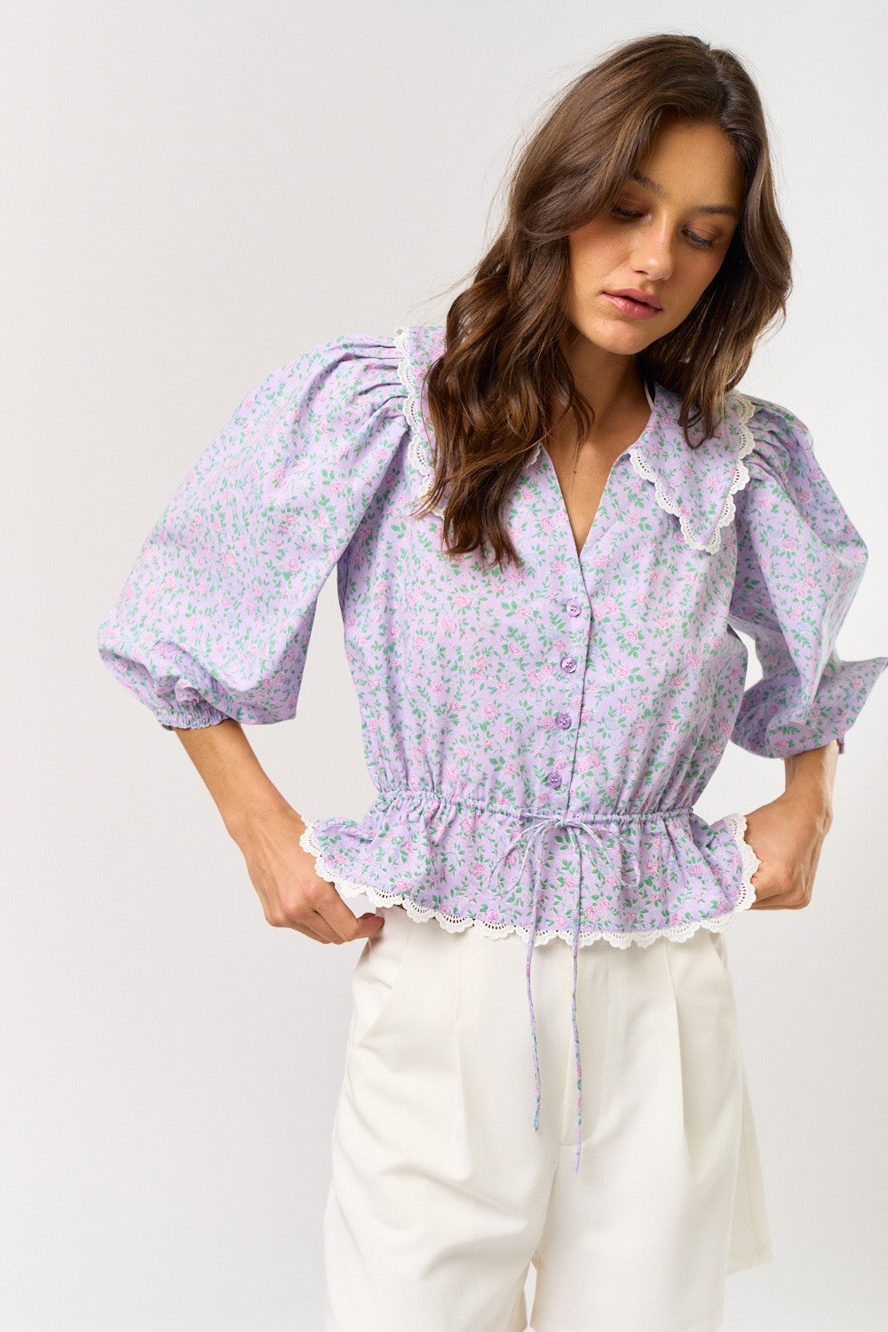 Floral Print Puff Sleeve Top