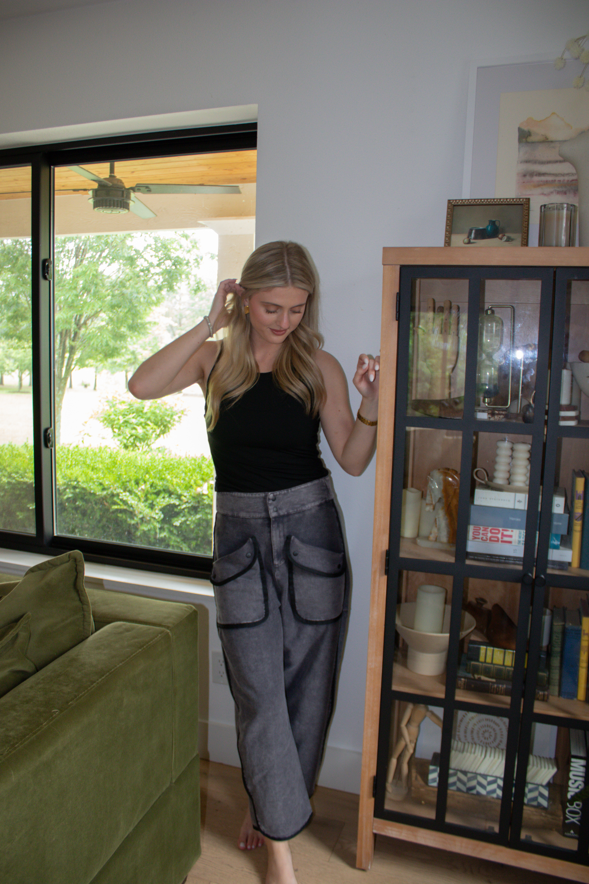 Vintage Washed Barrel Pants - Black