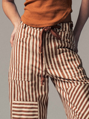 Worker Striped Pants - Taupe