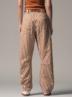 Worker Striped Pants - Taupe