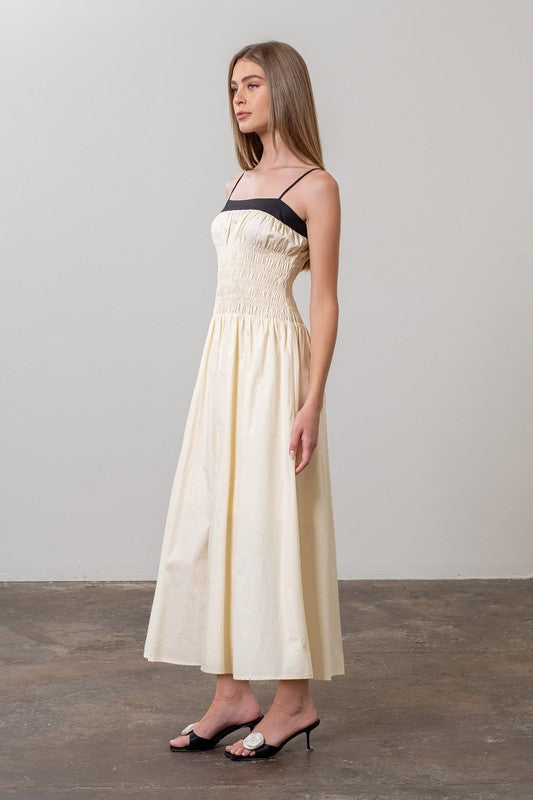 Miley Smocked Midi Dress - Cream