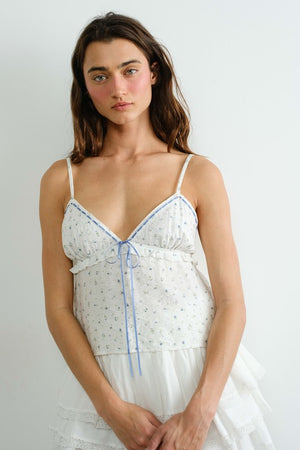 Floral Print Ribbon Detail Cami Top