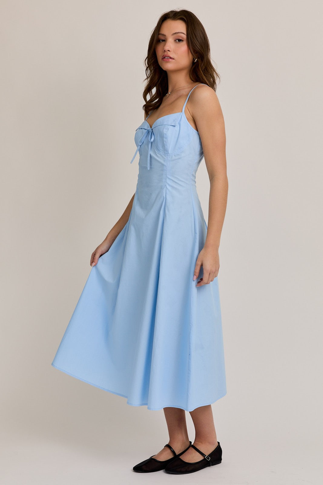 Bustier Pleated Midi Dress - Blue