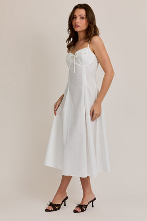 Bustier Pleated Midi Dress - White