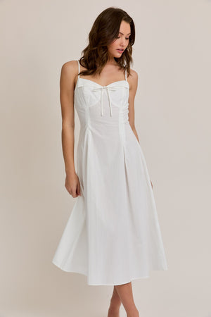 Bustier Pleated Midi Dress - White