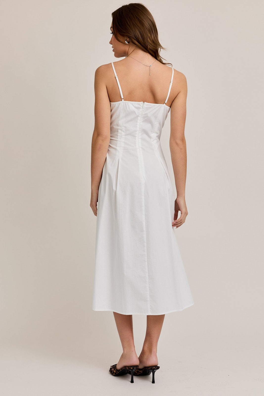 Bustier Pleated Midi Dress - White