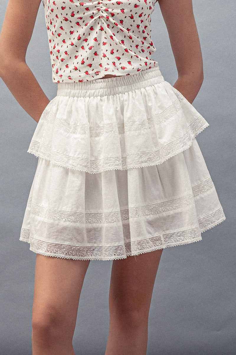 Tiered Away Ruffle Mini Skirt
