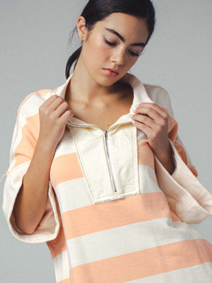 Breezy Striped Pullover Top - Peach