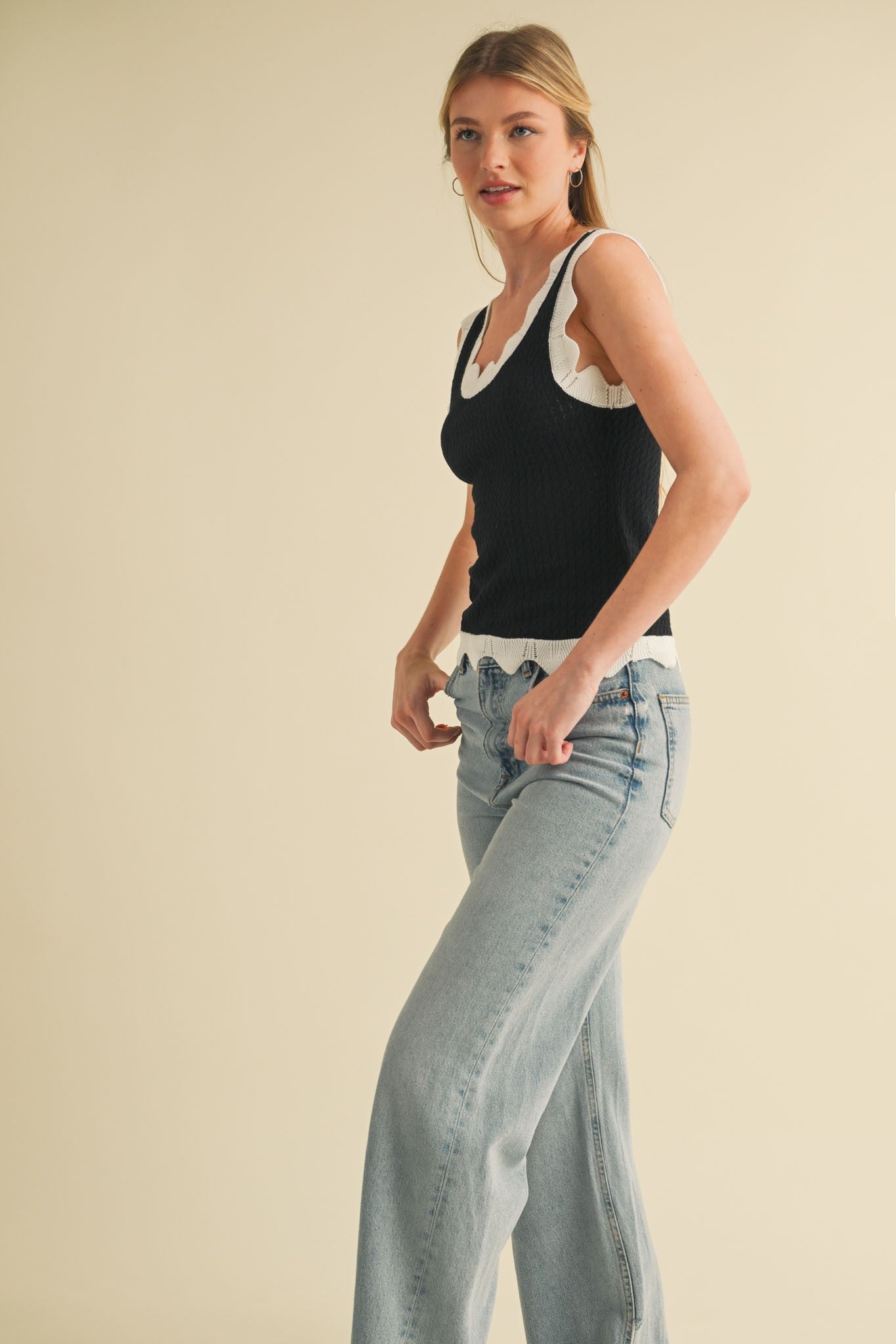 Pointelle Knit Sweater Tank