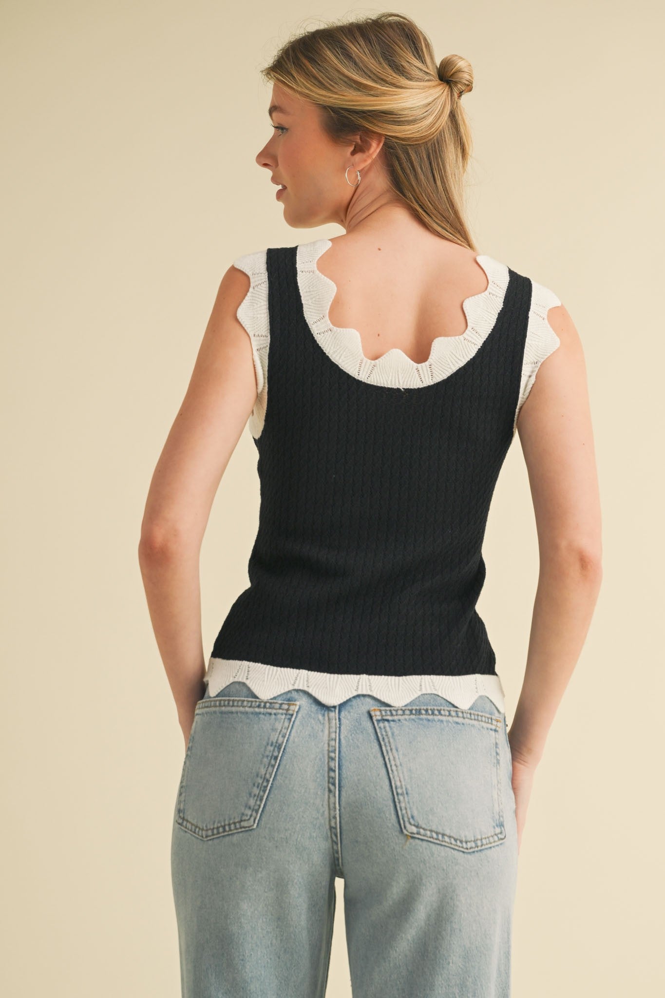 Pointelle Knit Sweater Tank