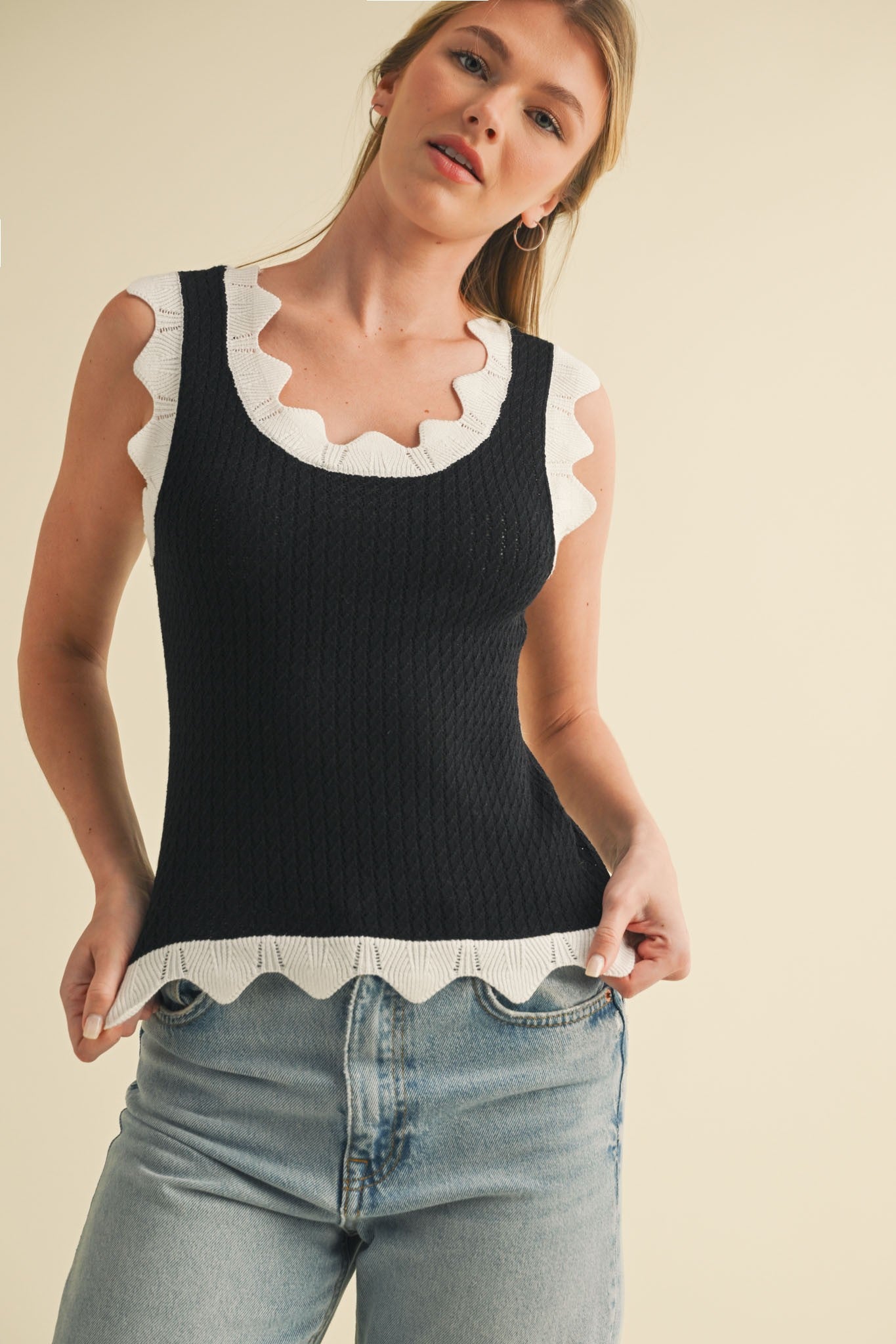 Pointelle Knit Sweater Tank