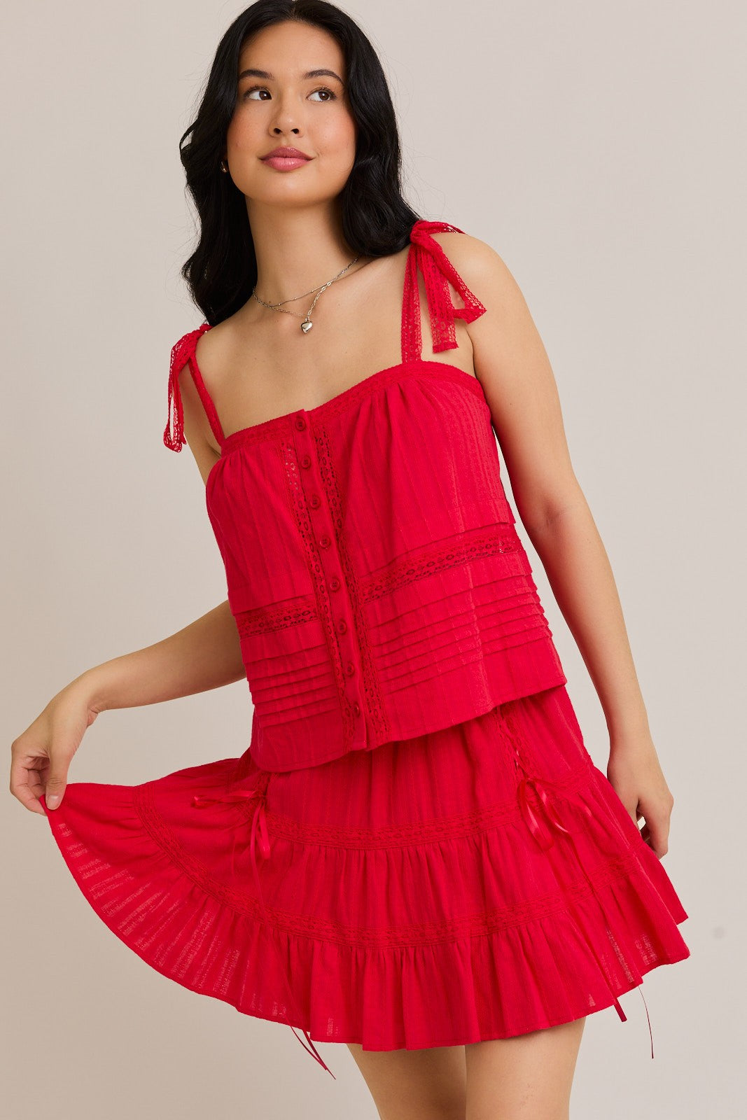 Summer Play Skirt Set - Red