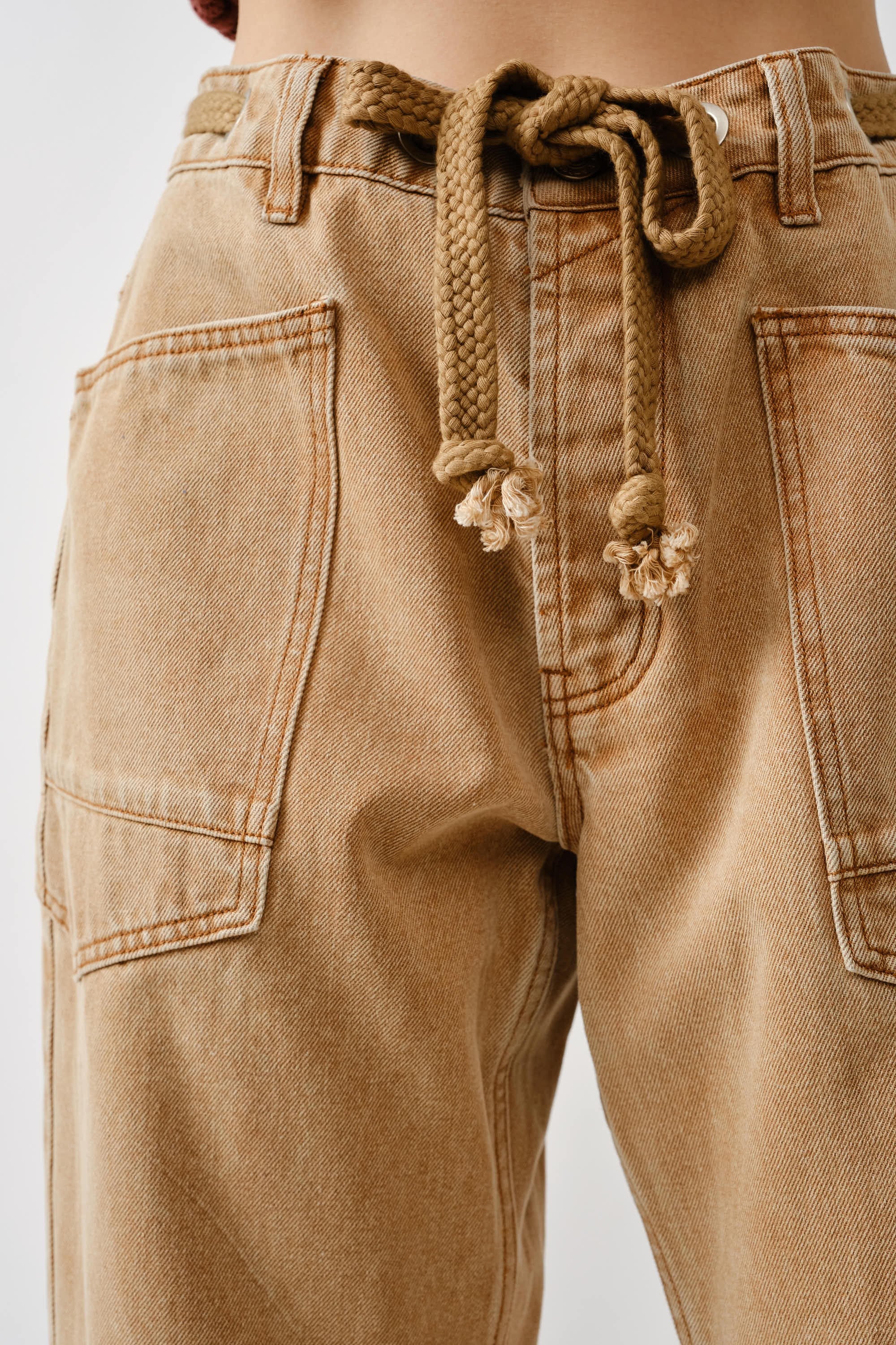 Barrel Denim Pants - Rust