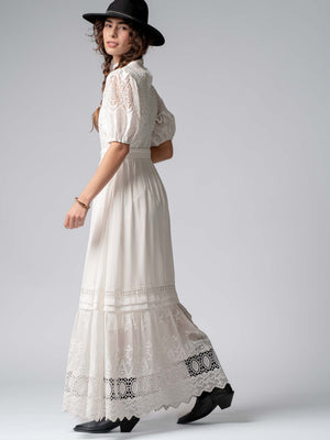 Summer Lace Maxi Dress - White