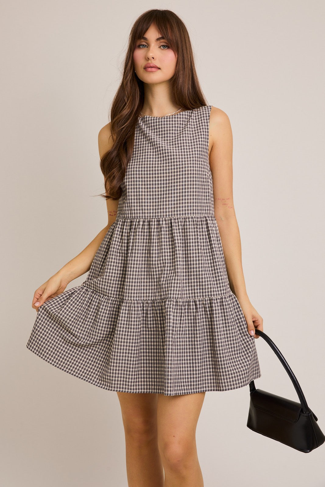 Boat Neck Tiered Mini Dress