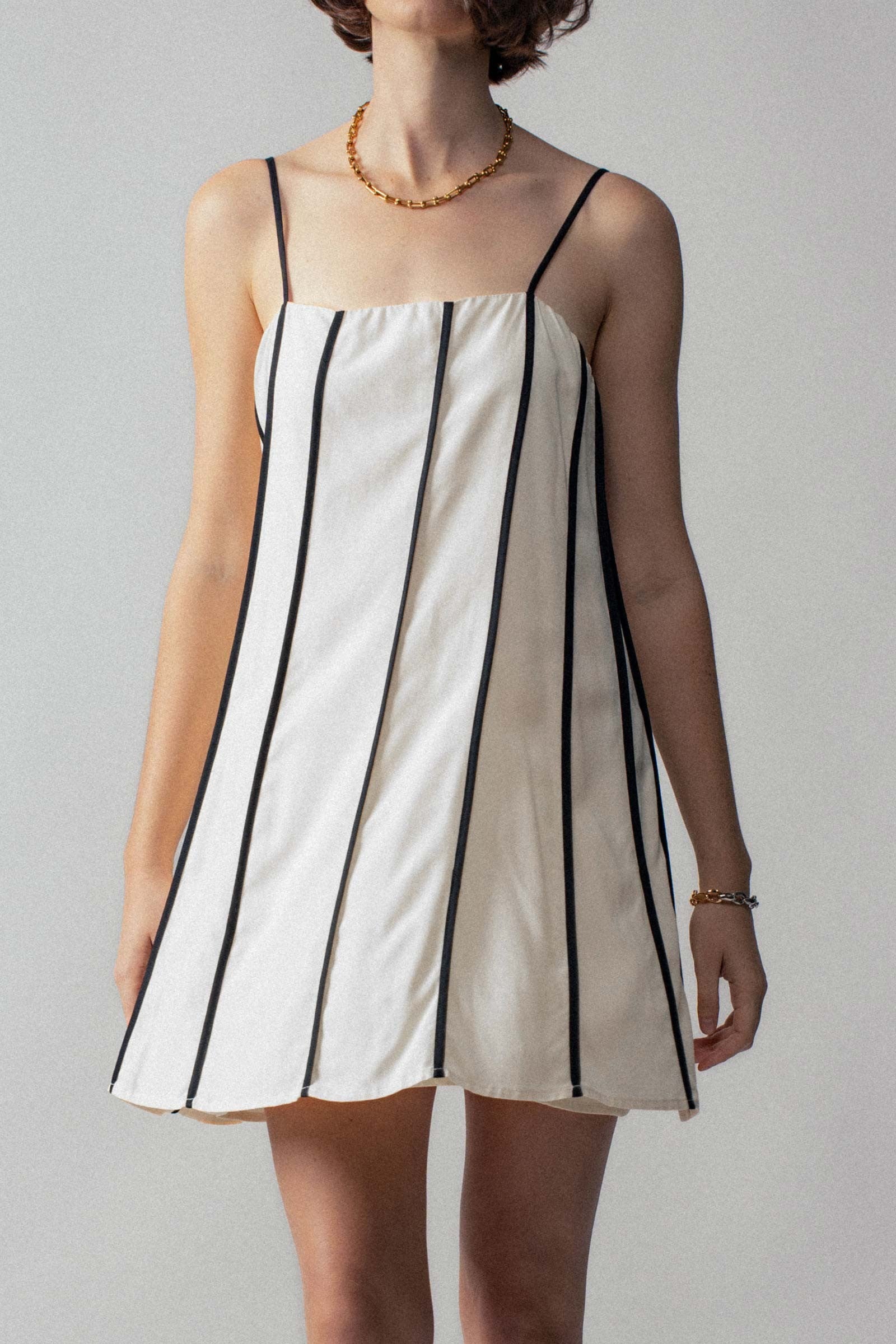 Gameday Striped Mini Dress - White