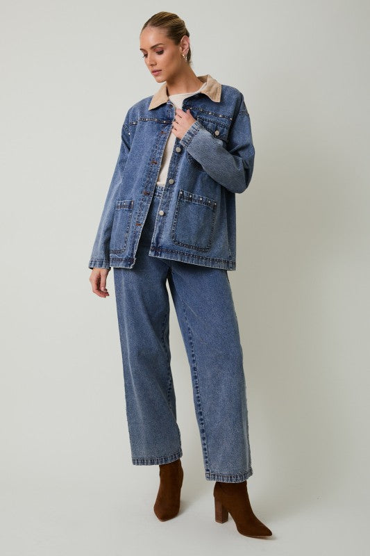 Denim Stud Barn Jacket