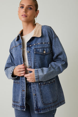 Denim Stud Barn Jacket