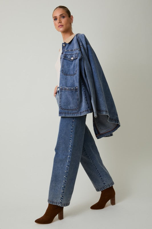 Denim Stud Barn Jacket