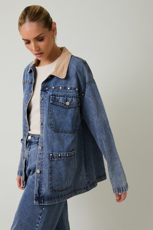 Denim Stud Barn Jacket