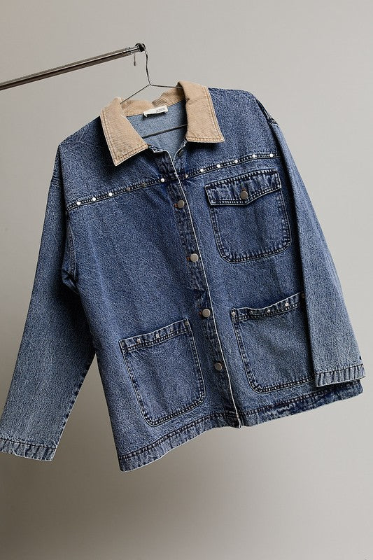 Denim Stud Barn Jacket