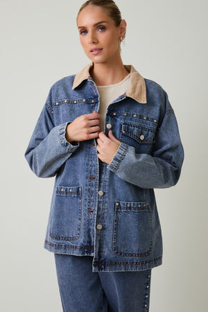 Denim Stud Barn Jacket