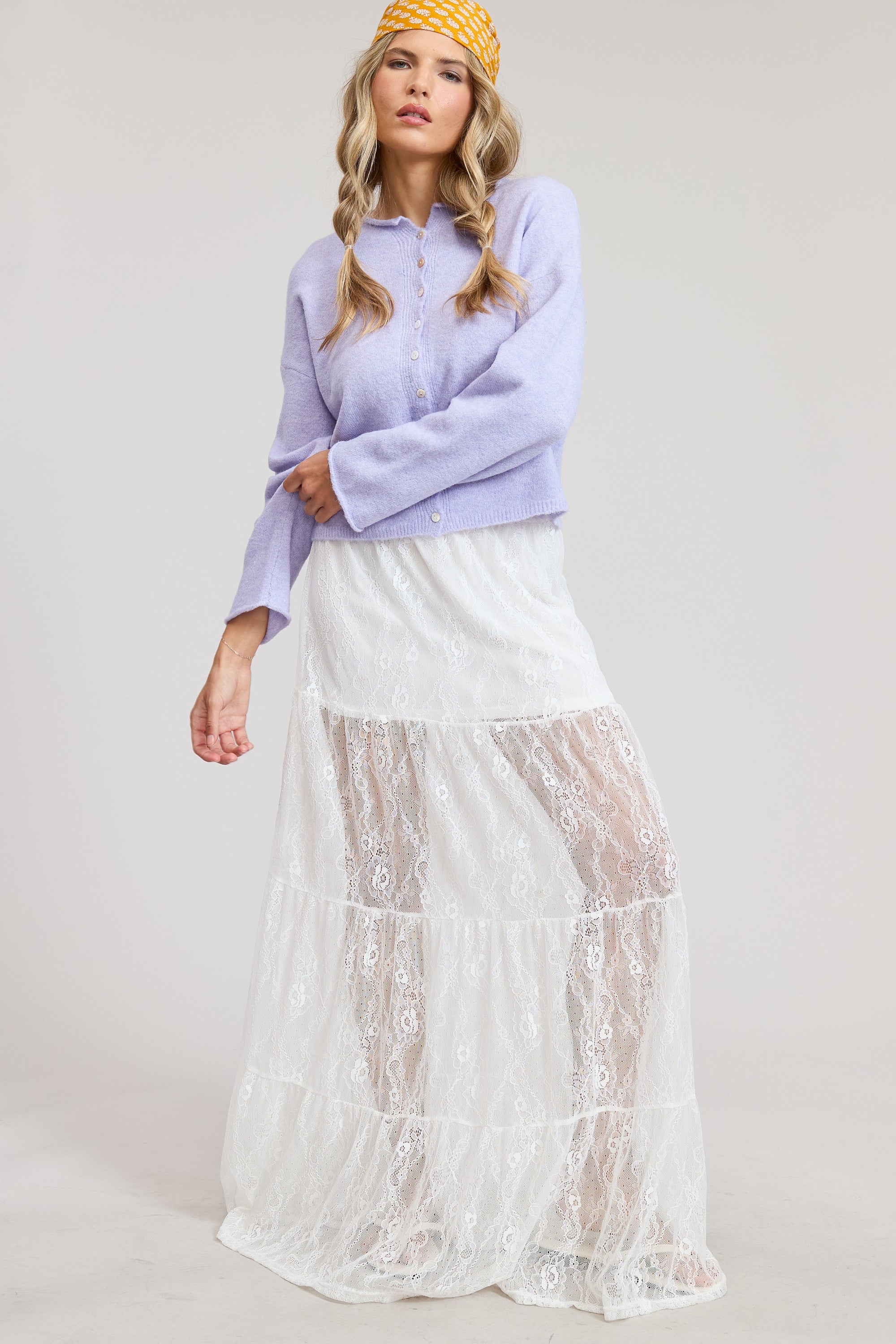 Elise Button Down Cardigan - Blueberry