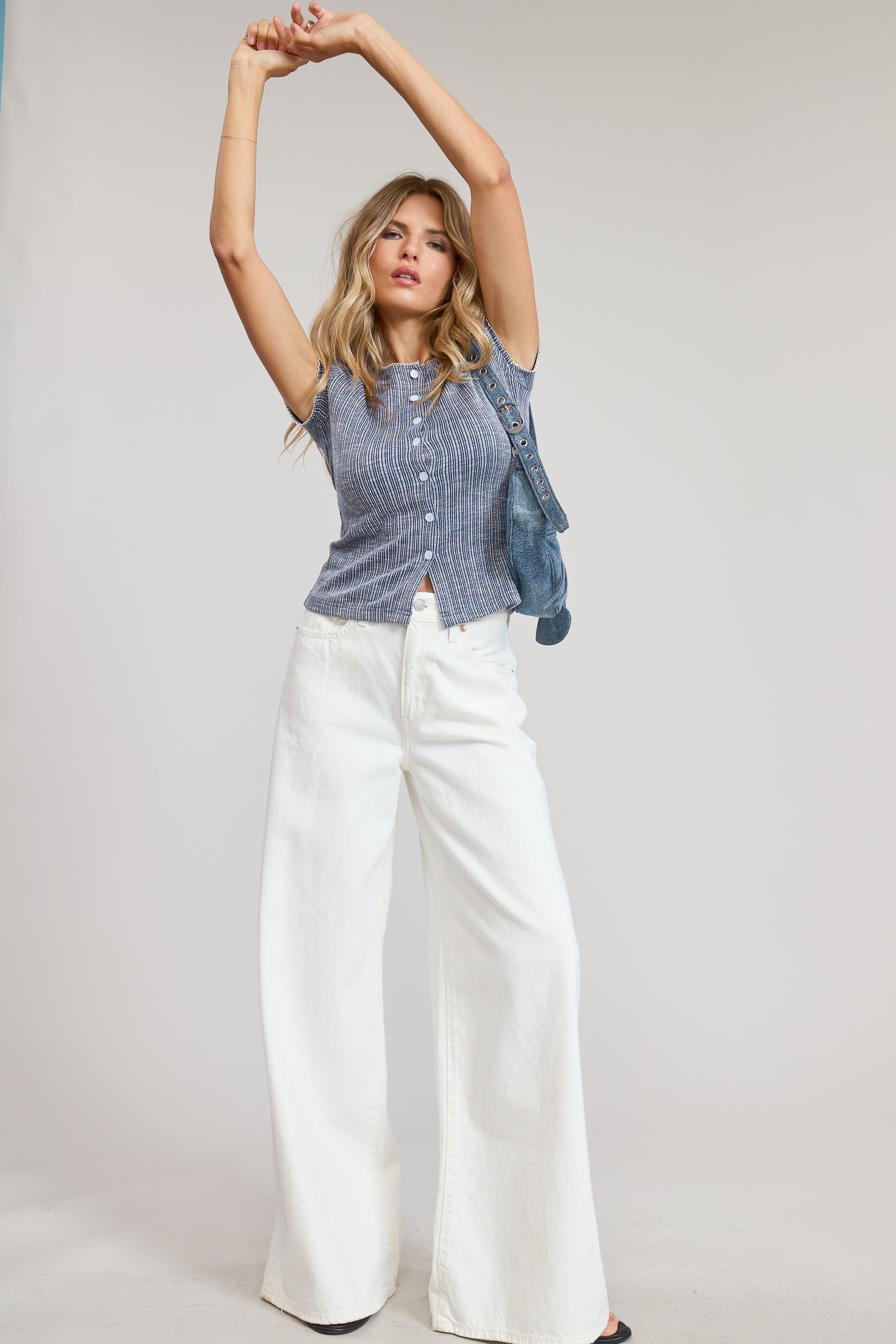 Stay With Me Ribbed Top - Navy