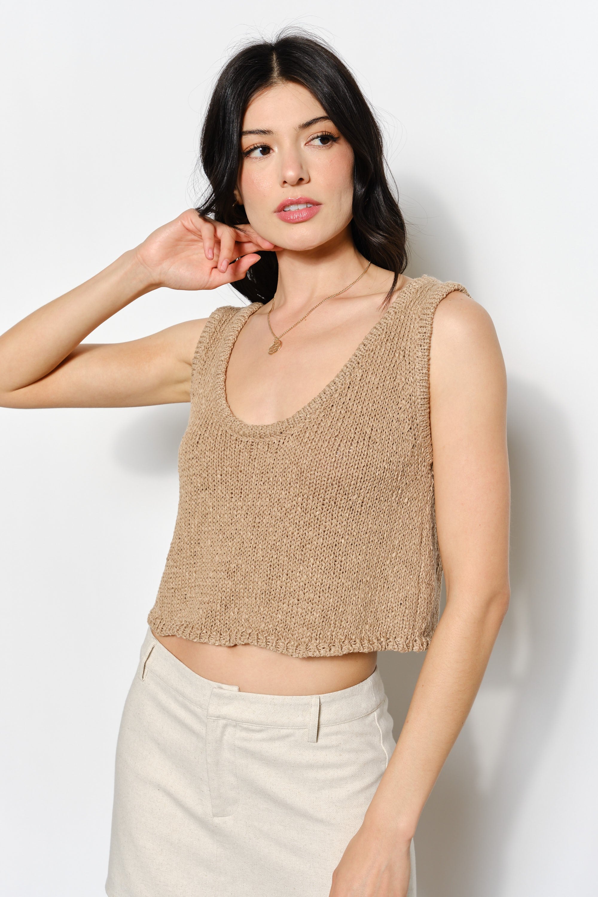 Dani Boucle Tank Top - Tan