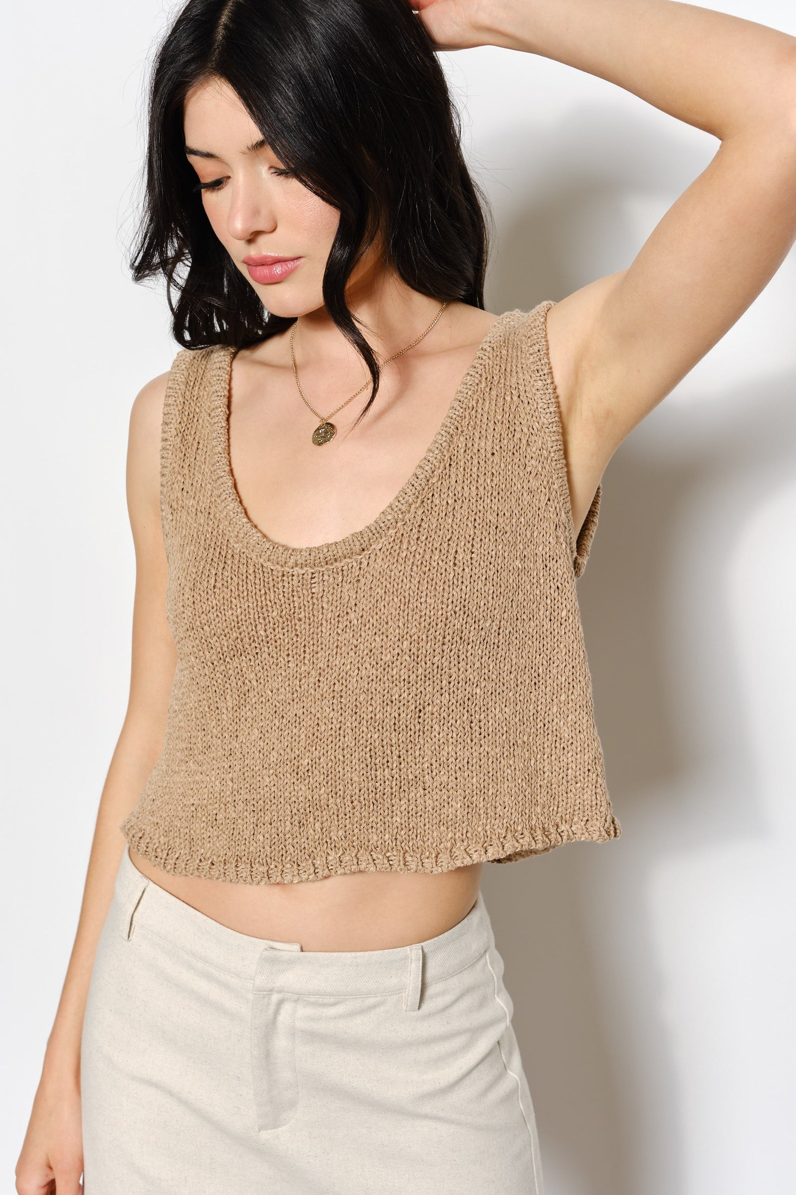 Dani Boucle Tank Top - Tan