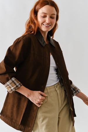 Suede Oversized Jacket - Brown