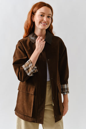 Suede Oversized Jacket - Brown