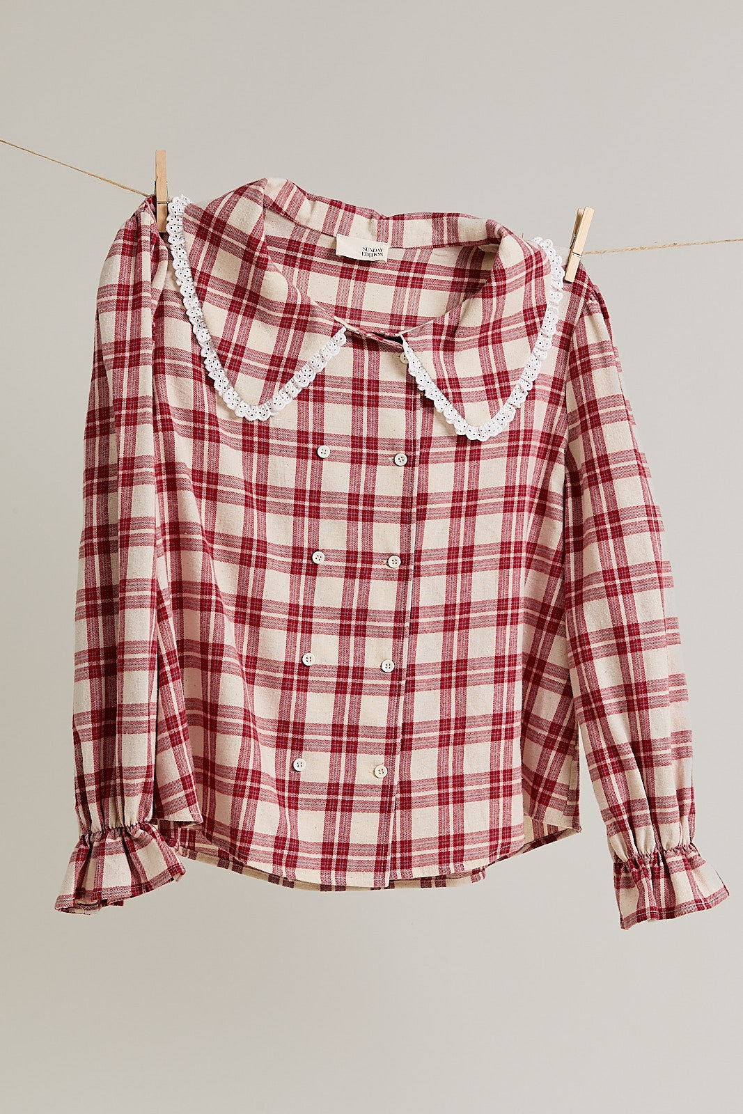 Peter Pan Collar Plaid Top