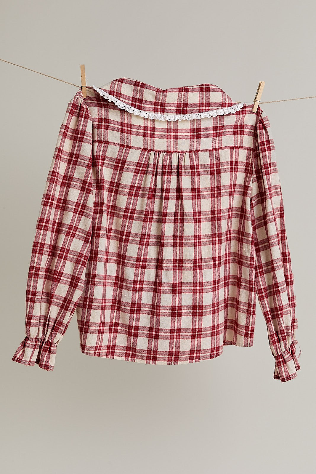 Peter Pan Collar Plaid Top