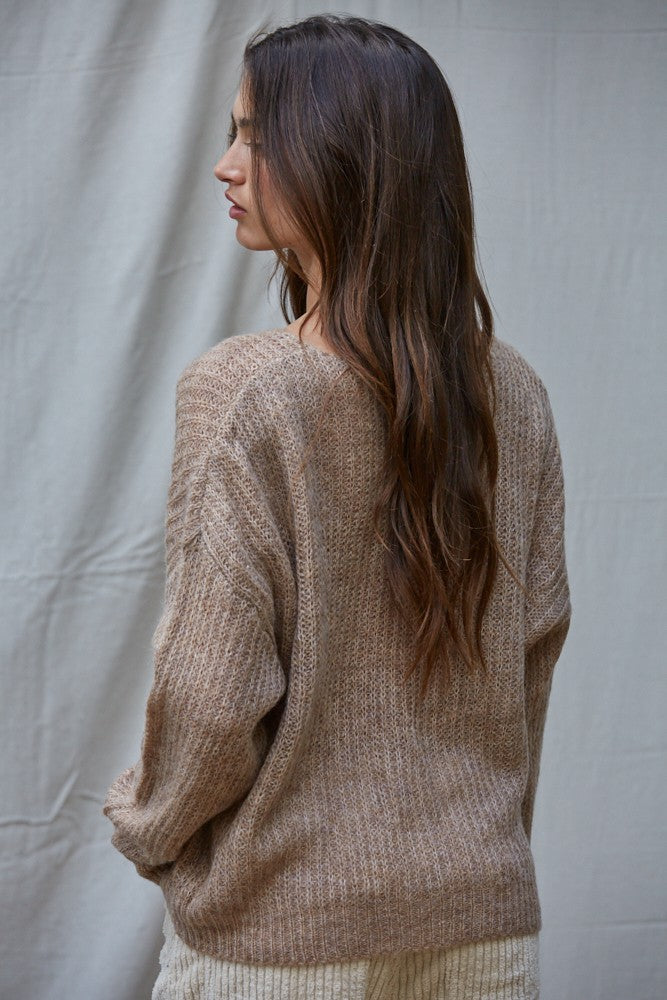 Anika Wide Ribbed Pullover - Mocha