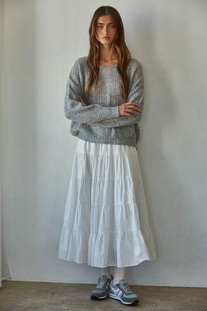 Anika Wide Ribbed Pullover - Grey