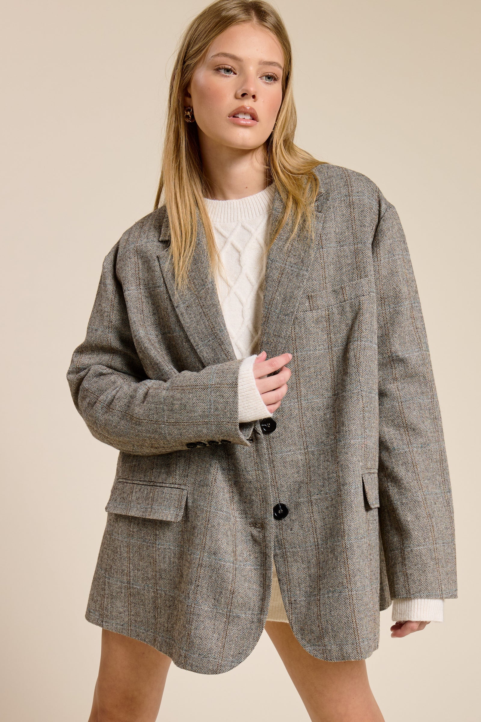 Plaid Oversized Boyfriend Blazer