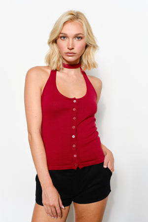 Wren Knit Scarf Top - Burgundy
